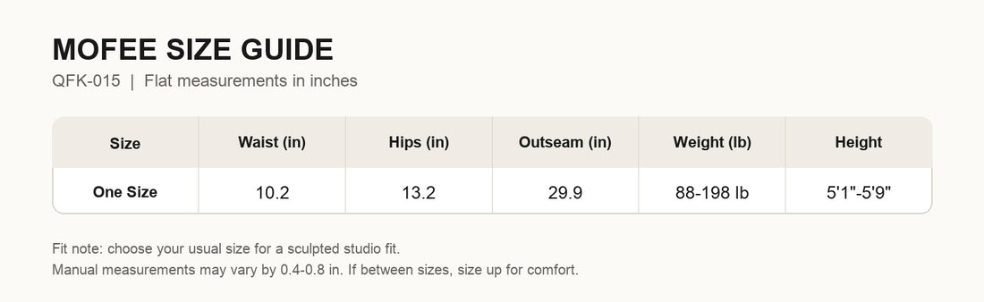 MOFEE Size Guide QFK-015