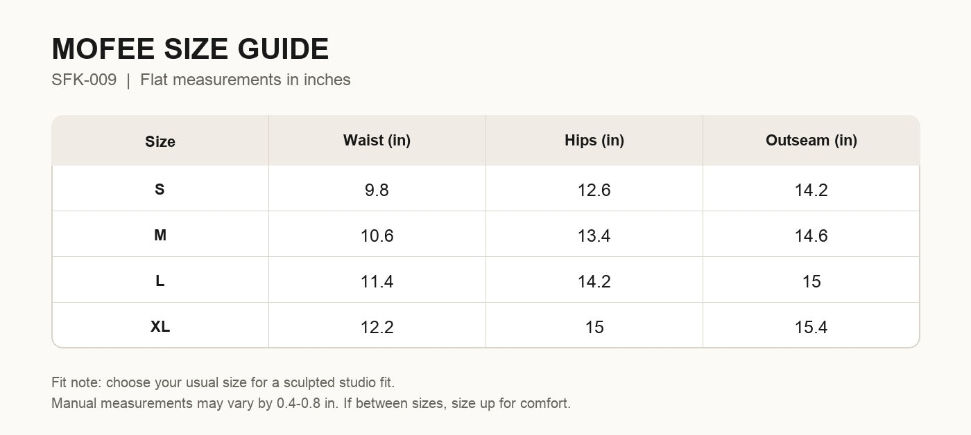 MOFEE Size Guide SFK-009