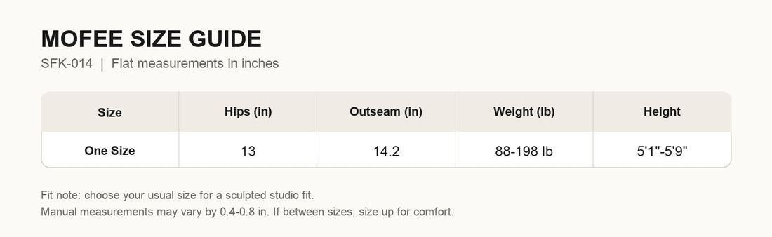 MOFEE Size Guide SFK-014