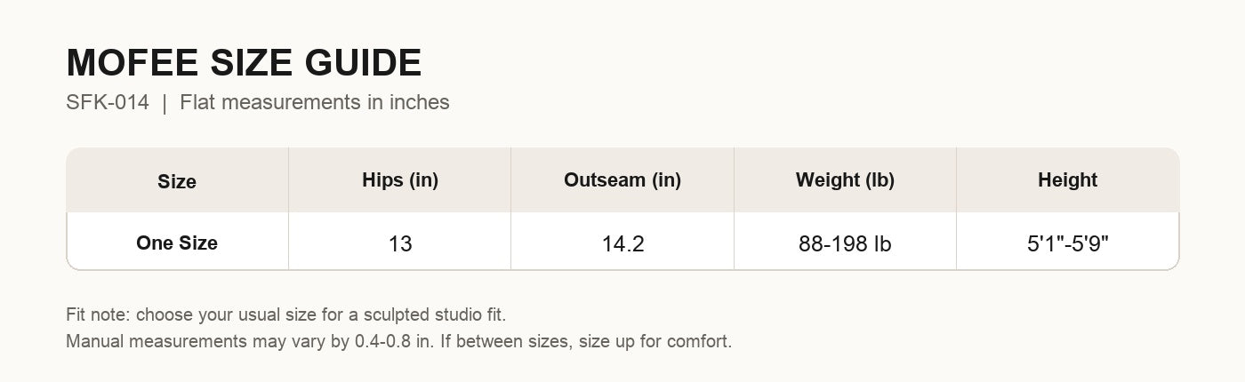 MOFEE Size Guide SFK-014