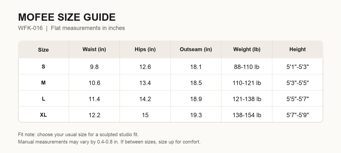 MOFEE Size Guide WFK-016