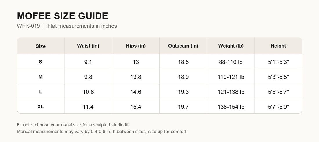 MOFEE Size Guide WFK-019