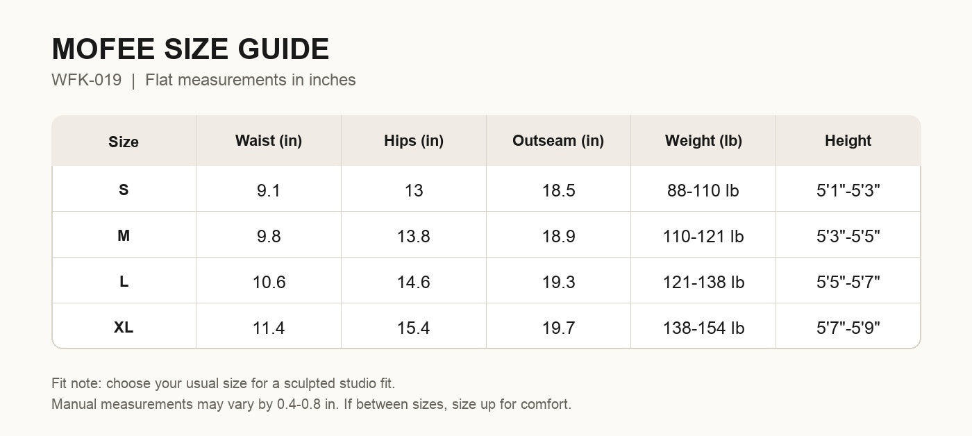 MOFEE Size Guide WFK-019