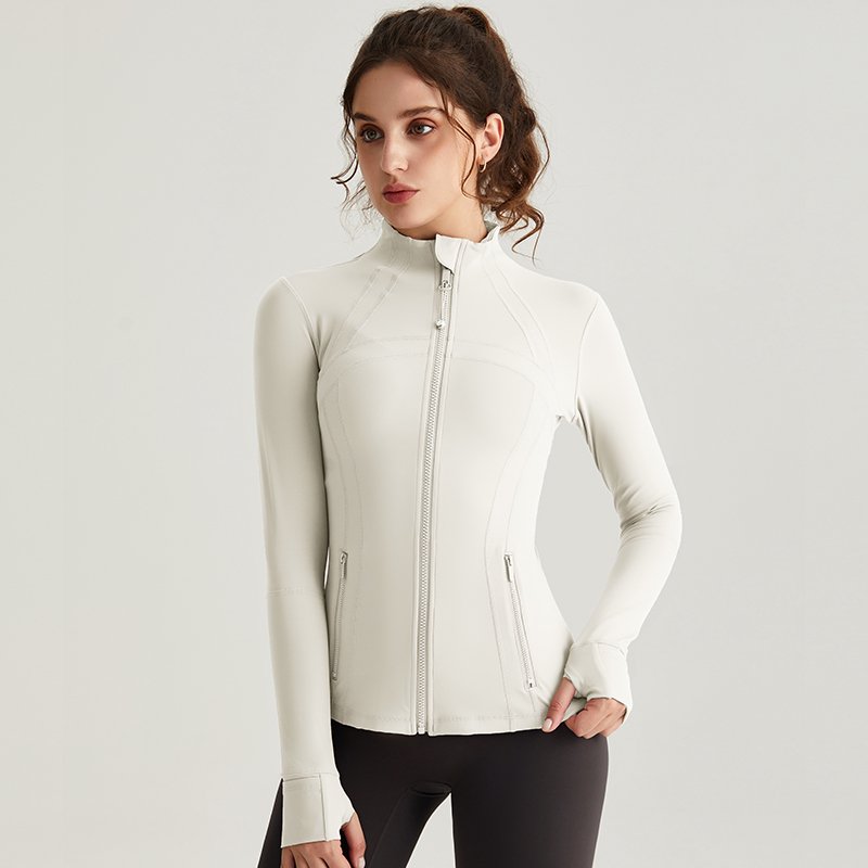 MOFEE Zip-Front Training Jacket WT-046 in Ivory White