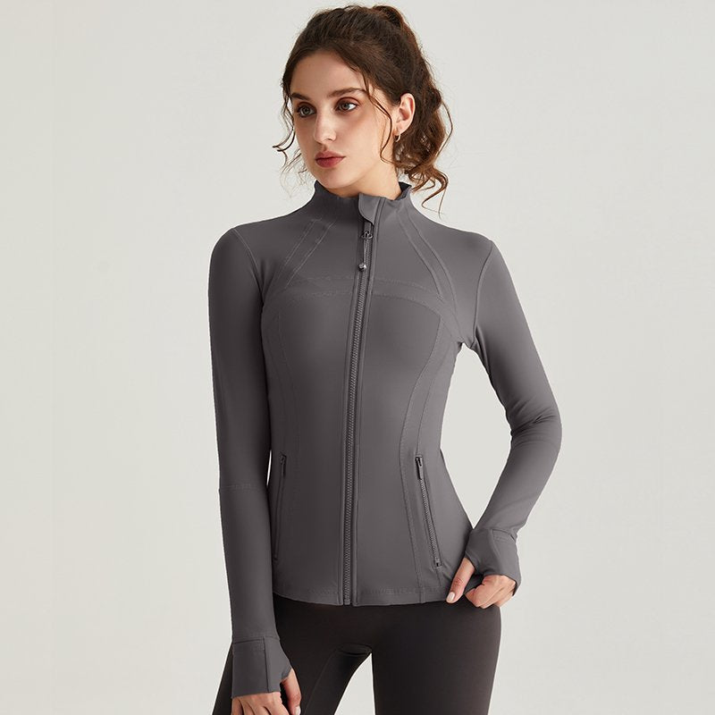 MOFEE Zip-Front Training Jacket WT-046 in Stone Gray
