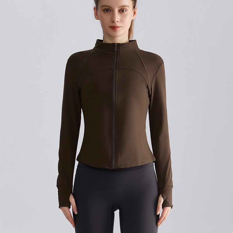 MOFEE Zip-Front Training Jacket WT-050 in Chestnut Brown