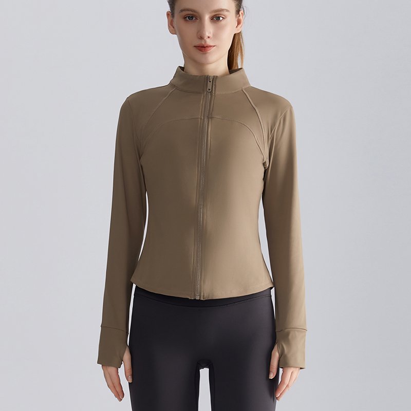 MOFEE Zip-Front Training Jacket WT-050 in Cocoa