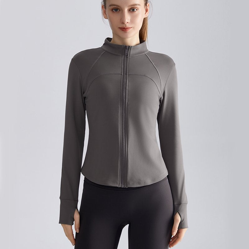 MOFEE Zip-Front Training Jacket WT-050 in Stone Gray