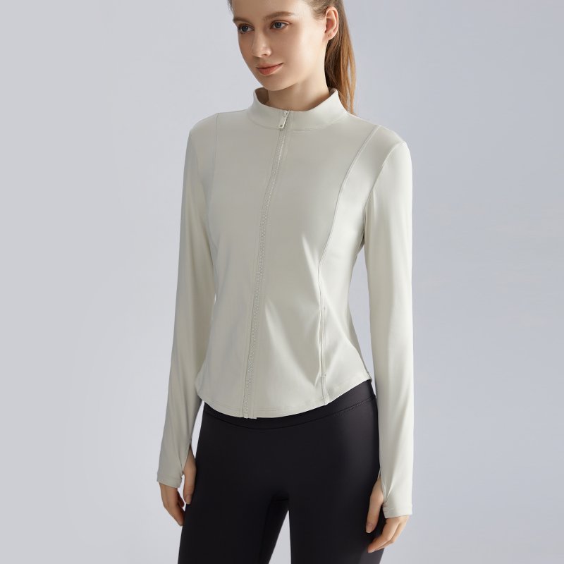 MOFEE Zip-Front Training Jacket WT-056 in Ivory White