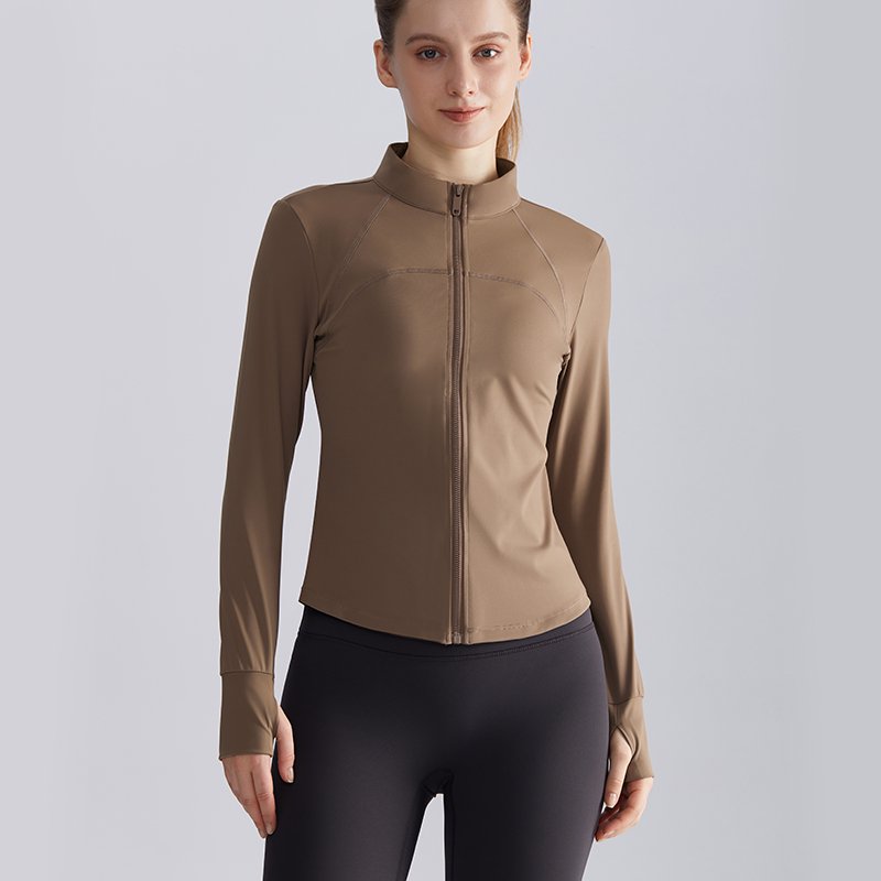 MOFEE Zip-Front Training Jacket WT-059 in Cocoa