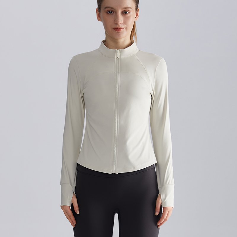 MOFEE Zip-Front Training Jacket WT-059 in Ivory White