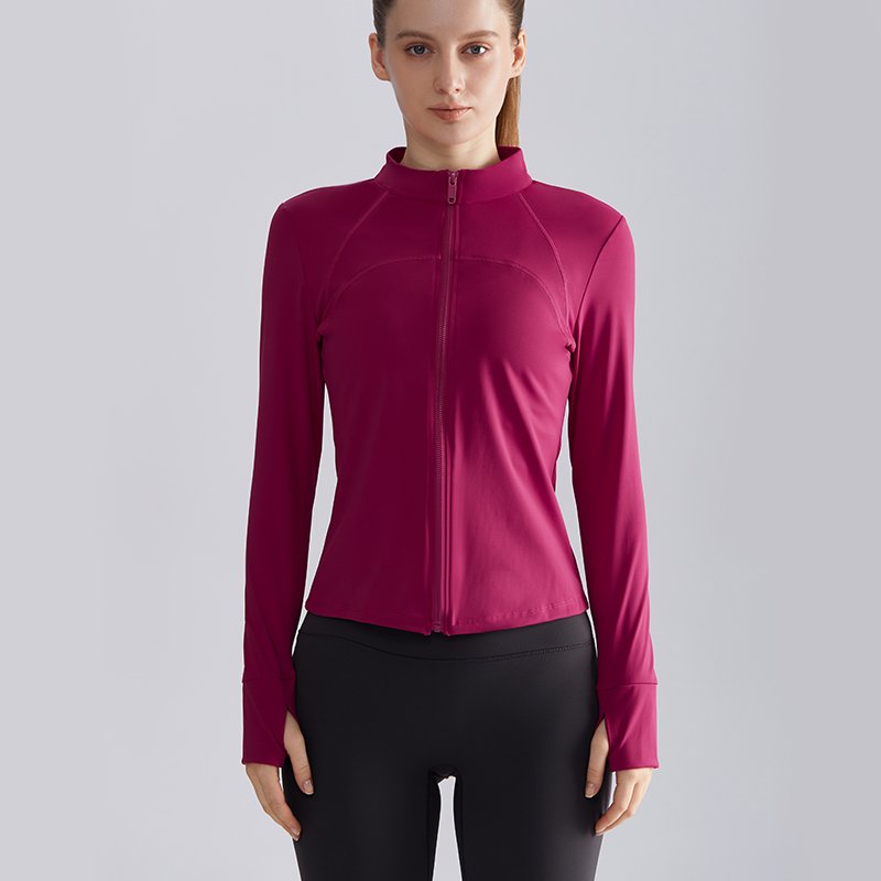 MOFEE Zip-Front Training Jacket WT-059 in Raspberry Red