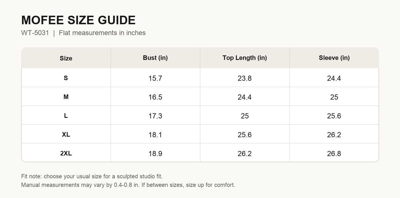 MOFEE Size Guide WT-5031