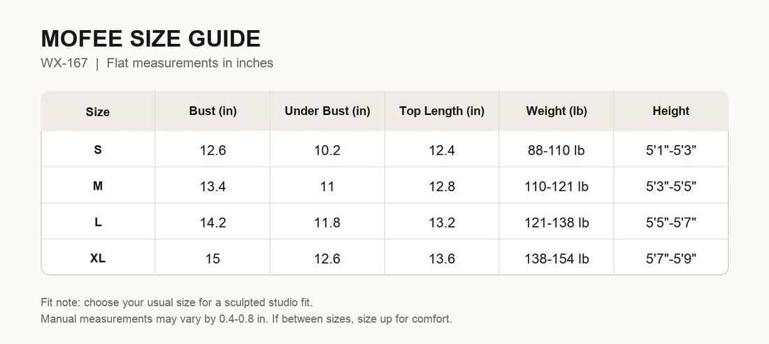MOFEE Size Guide WX-167