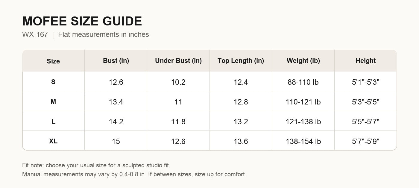 MOFEE Size Guide WX-167
