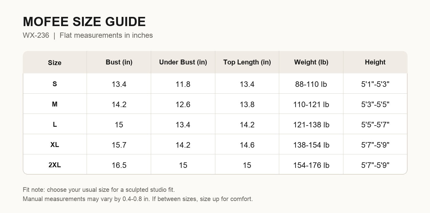 MOFEE Size Guide WX-236