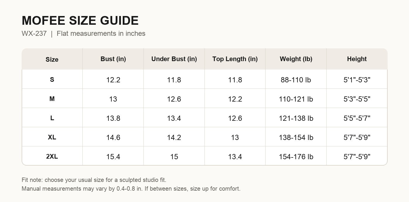 MOFEE Size Guide WX-237