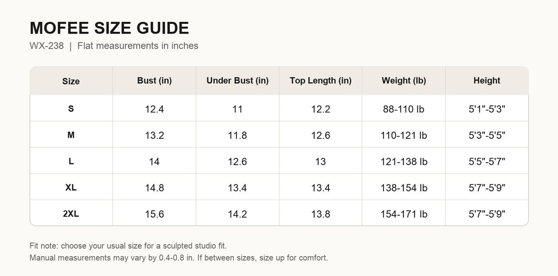 MOFEE Size Guide WX-238