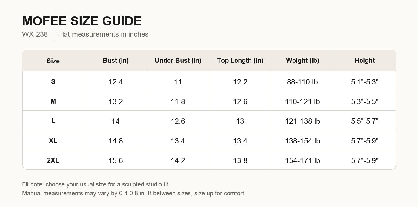 MOFEE Size Guide WX-238