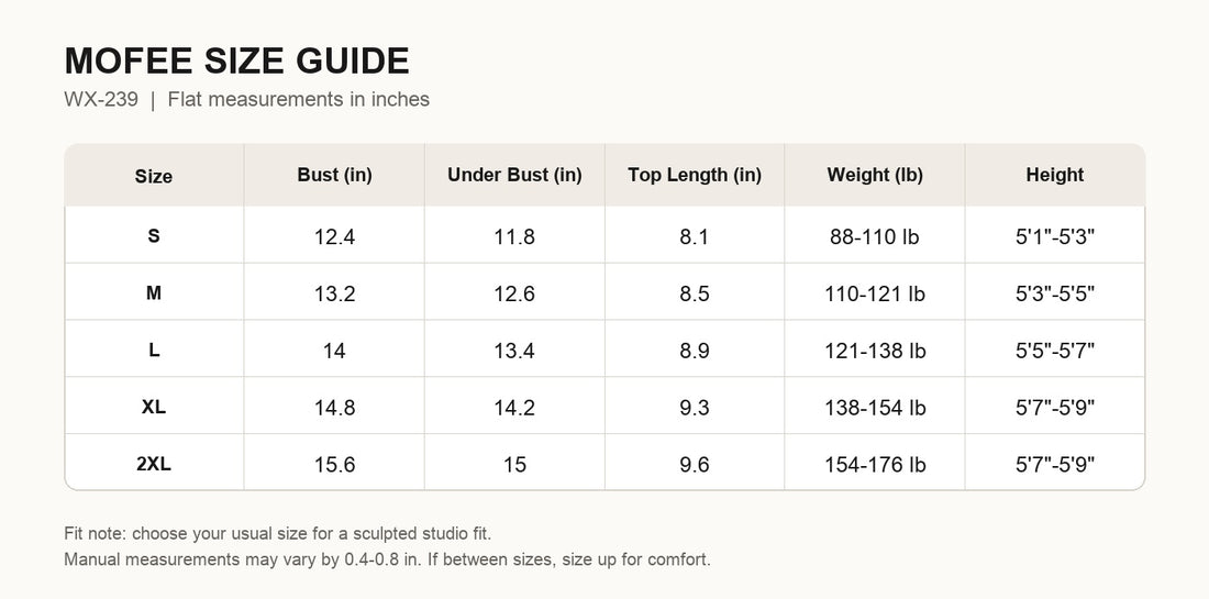 MOFEE Size Guide WX-239
