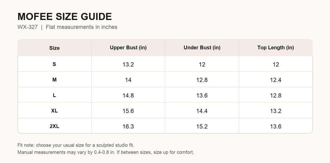 MOFEE Size Guide WX-327