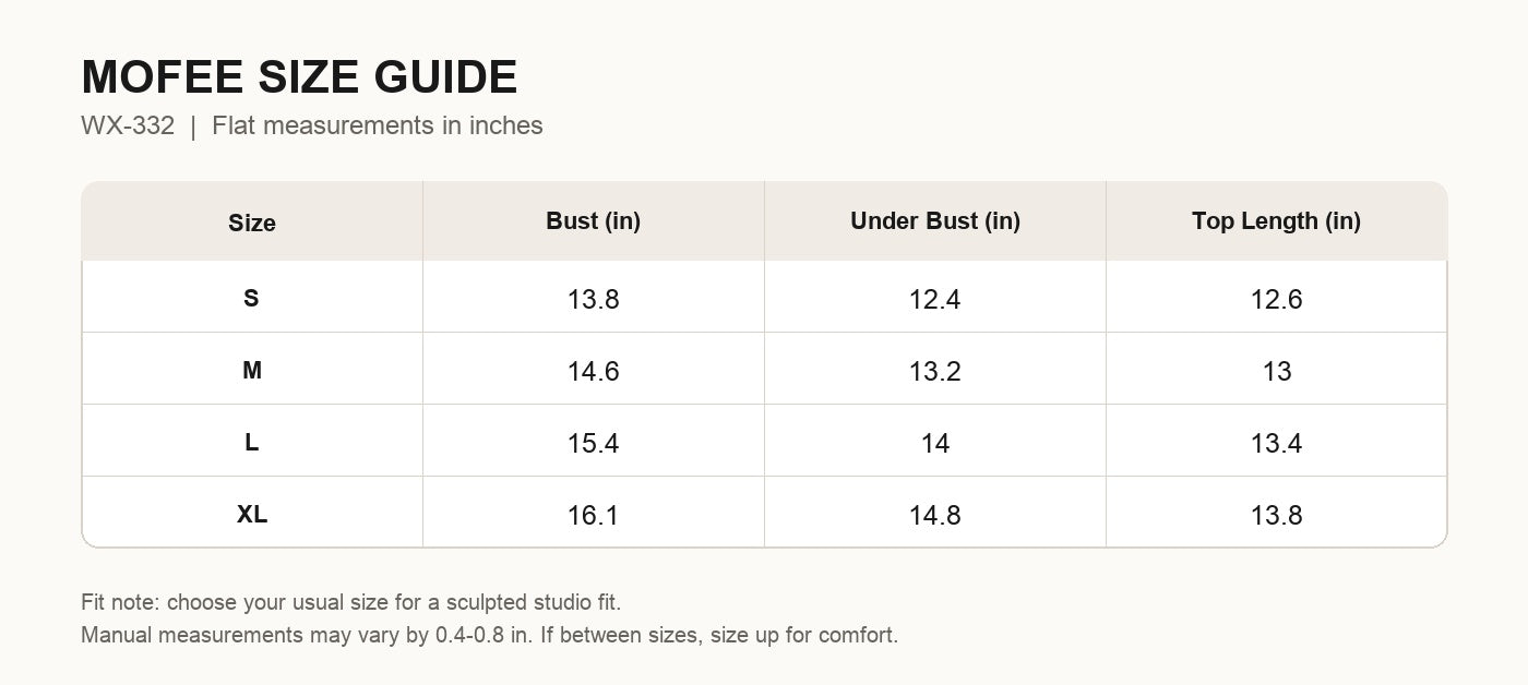 MOFEE Size Guide WX-332