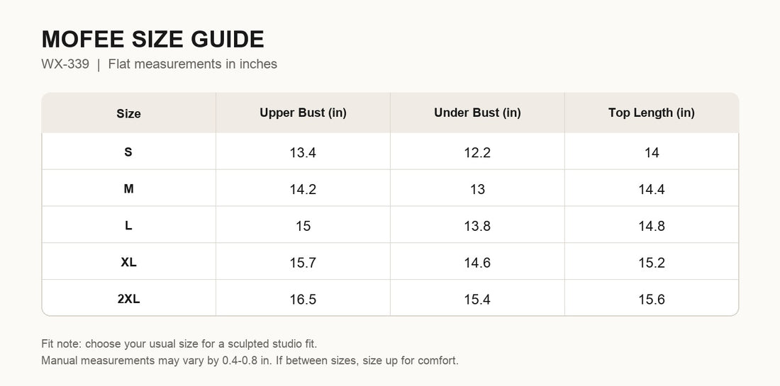 MOFEE Size Guide WX-339