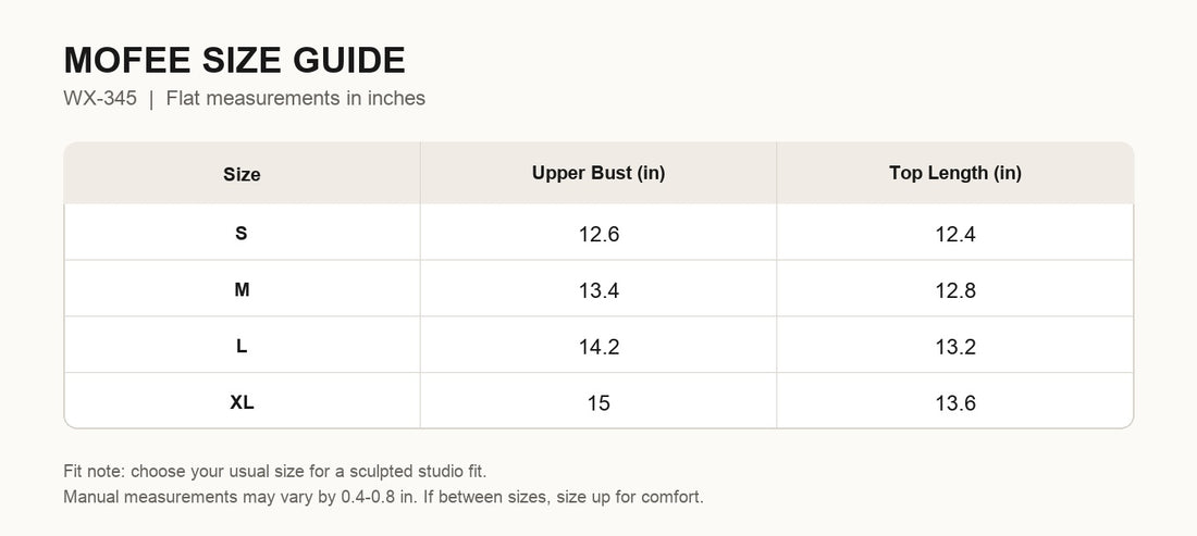 MOFEE Size Guide WX-345