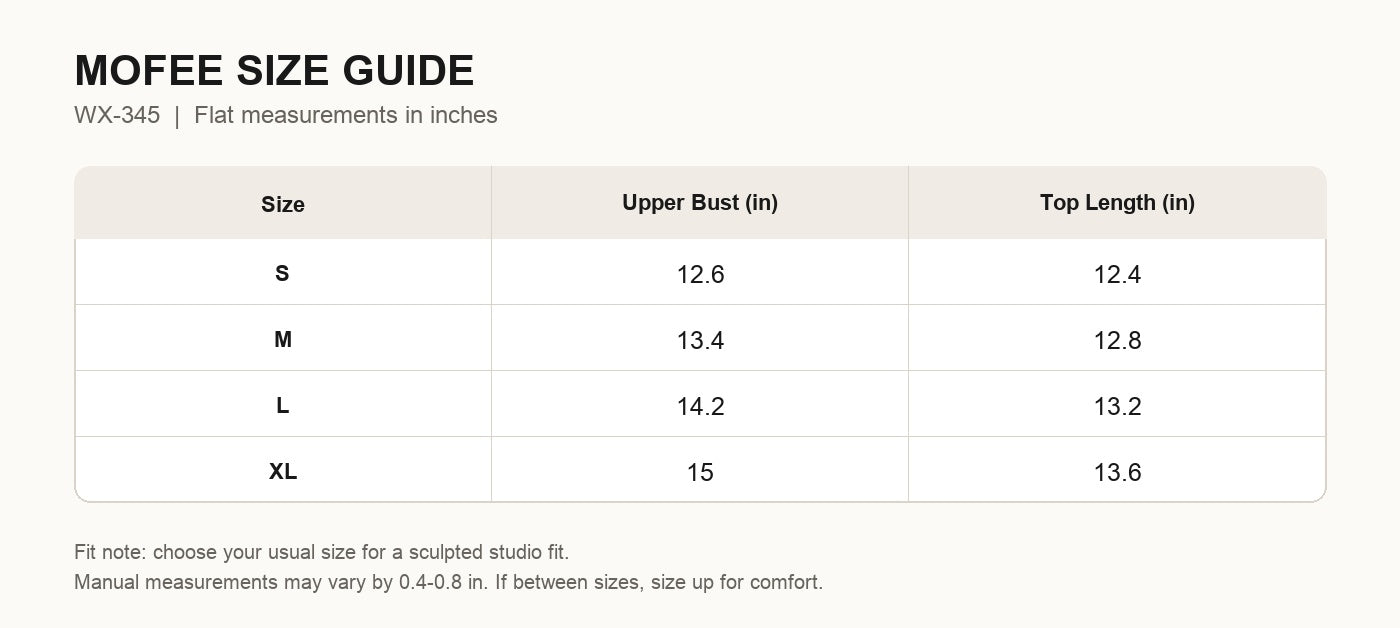 MOFEE Size Guide WX-345