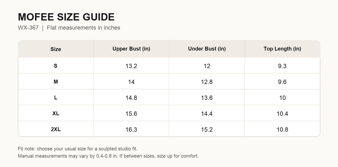 MOFEE Size Guide WX-367