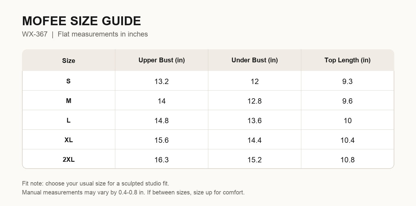 MOFEE Size Guide WX-367