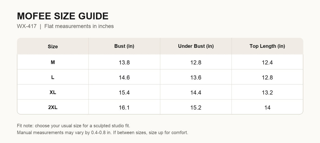 MOFEE Size Guide WX-417