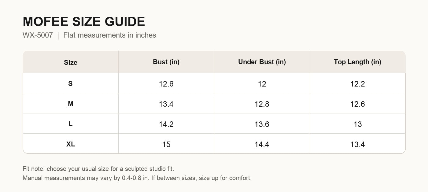 MOFEE Size Guide WX-5007