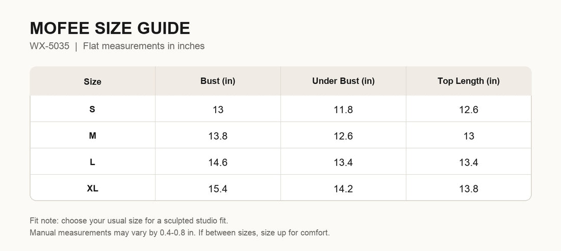 MOFEE Size Guide WX-5035