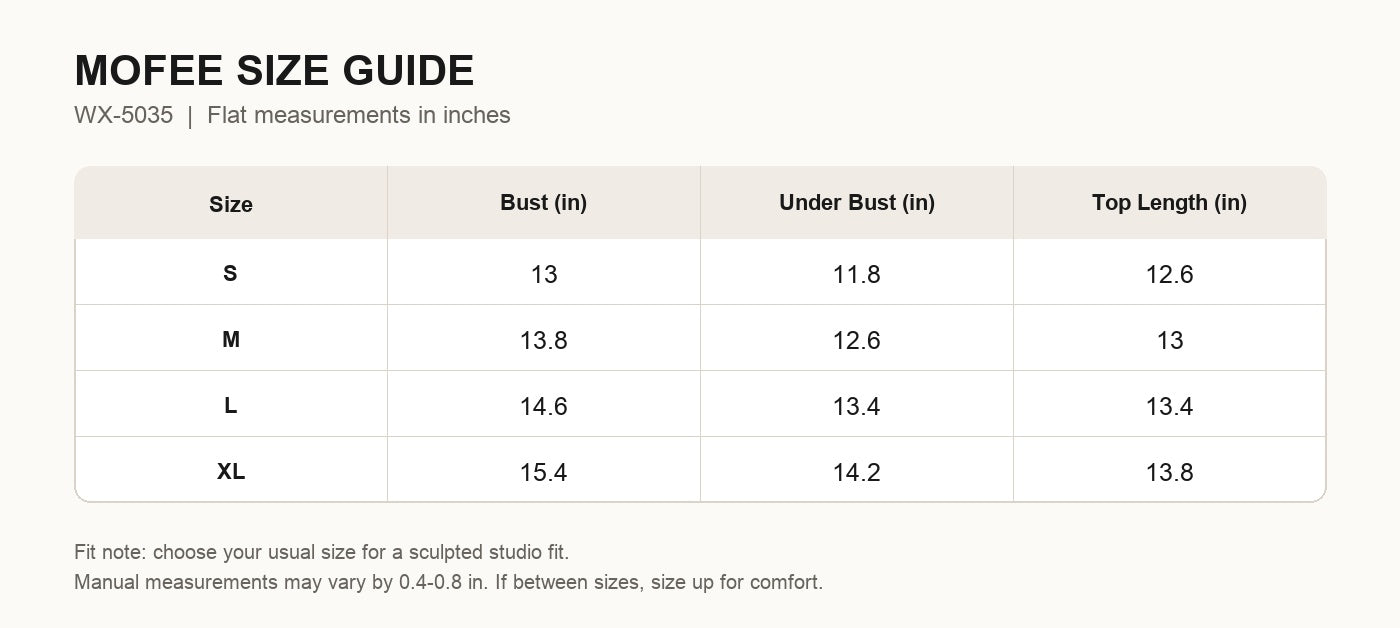 MOFEE Size Guide WX-5035