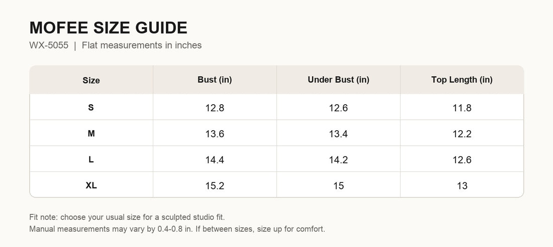 MOFEE Size Guide WX-5055