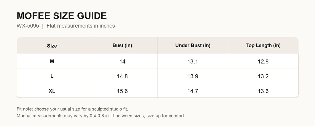 MOFEE Size Guide WX-5095